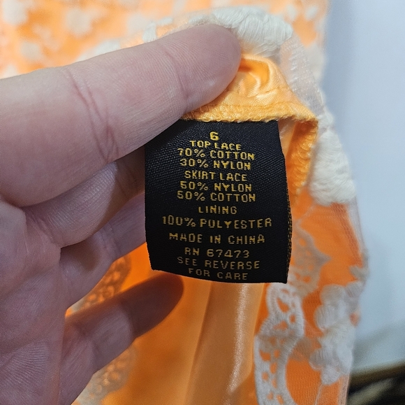 Just Taylor Orange And Cream Lace Overlay Dress! - Picture 2 of 6